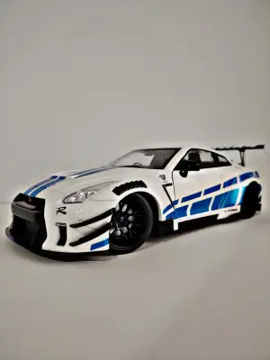Nissan GT-R (R35) W/ Liberty Walk Body Kit 2.0 – White & Blue Stripes 2024